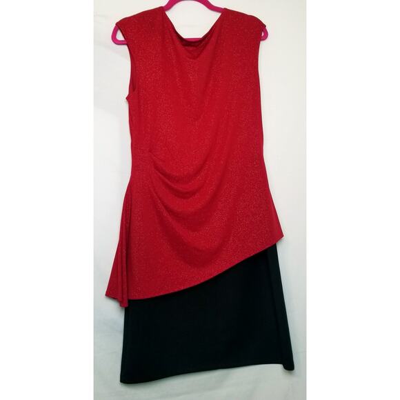 Enfocus Studio Womens Red & Black Holiday Sheath Party Dress Knee Length Size 14 - Picture 3 of 6